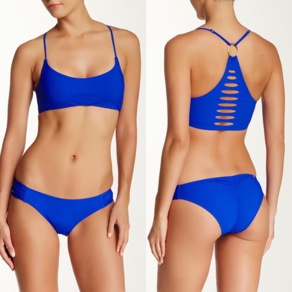 Red Carter Splice Dice Racerback Sport Bikini Top